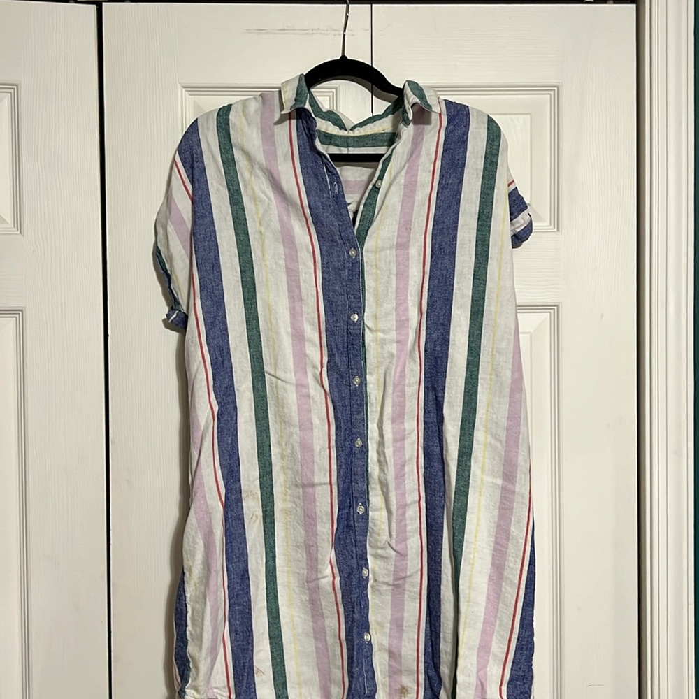 striped button up dress